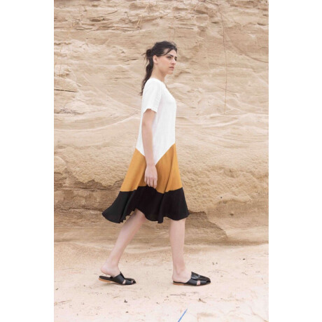 Vestido Pessoa Manteca, Camel y Negro