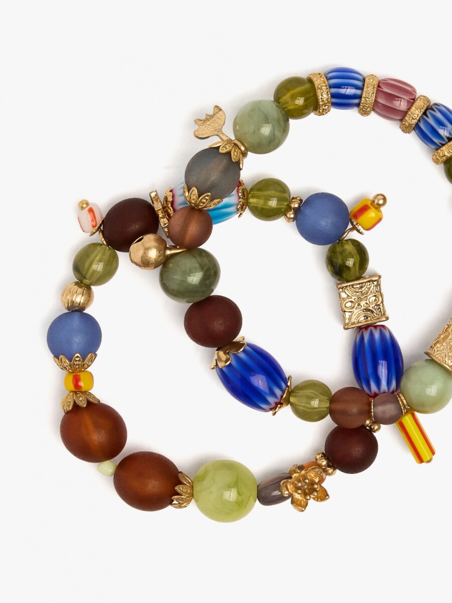 Set De Pulseras Elásticas Cuentas De Cerámica multicolor