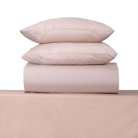 JUEGO SÁBANAS KING ALGODON-Y-POLIESTER NATURAL-BEIGE VICHY AVENA