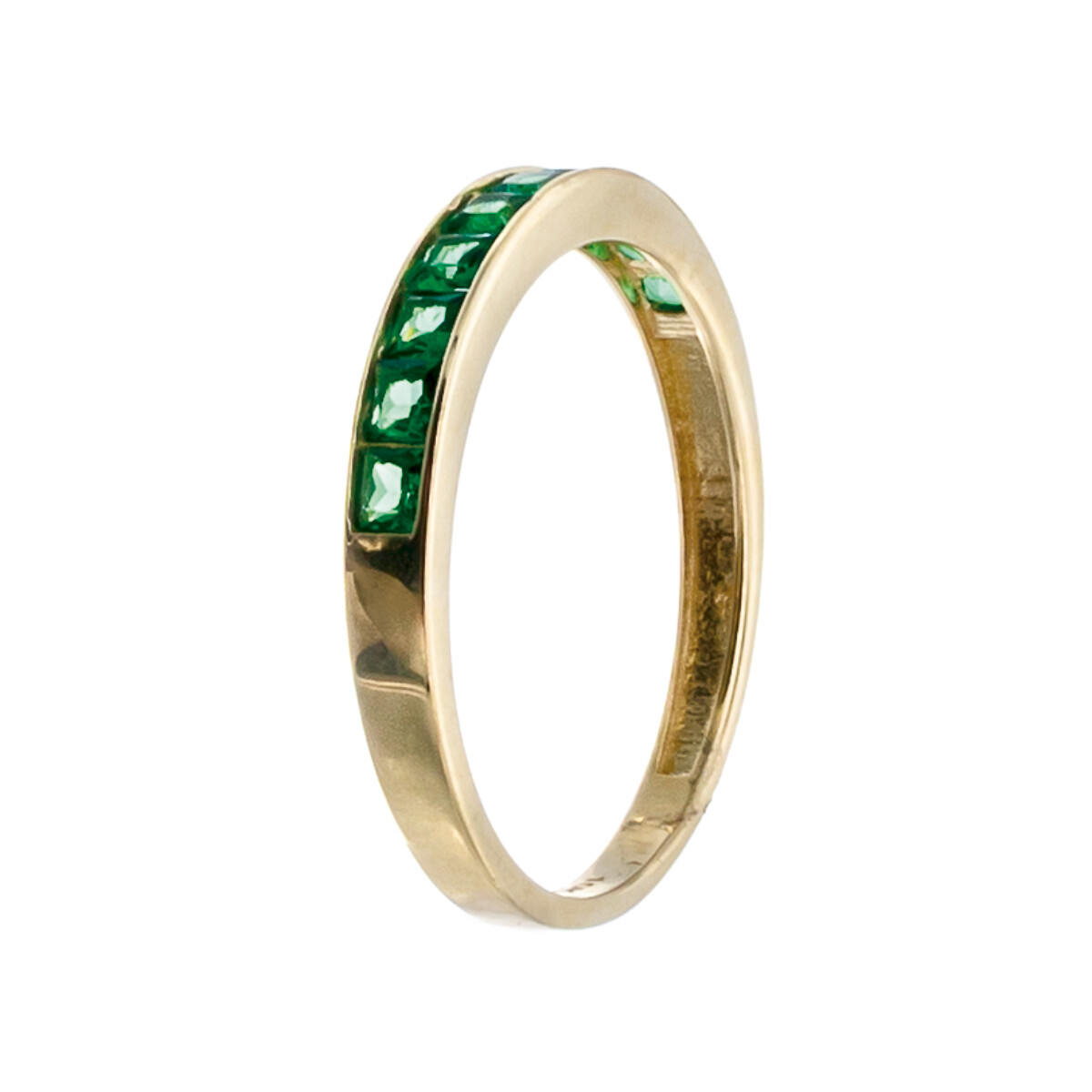 Anillo de oro 10 ktes con circonias, MEDIO SIN FIN. 