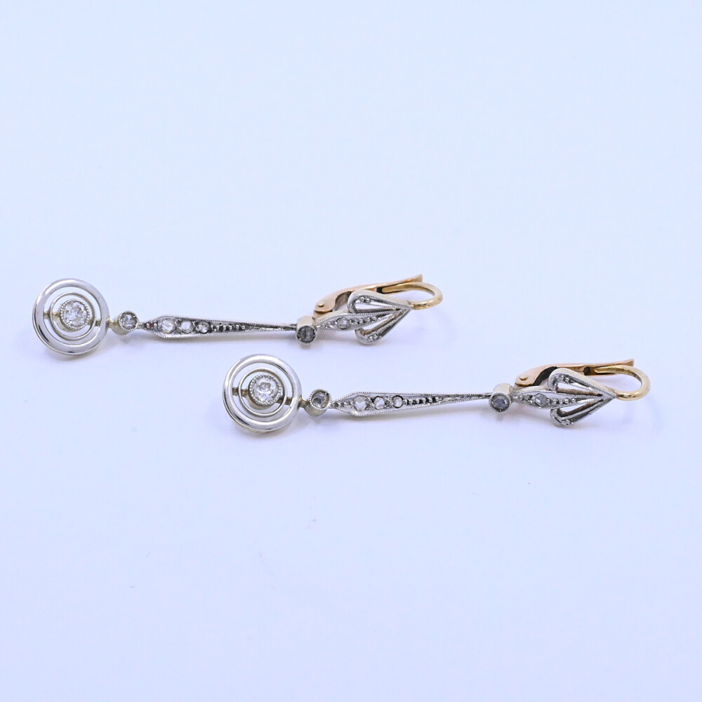 Caravanas antiguas oro 18k con brillantes y diamantes. Caravanas antiguas oro 18k con brillantes y diamantes.