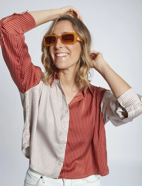 Camisa boxy rayas ladrillo