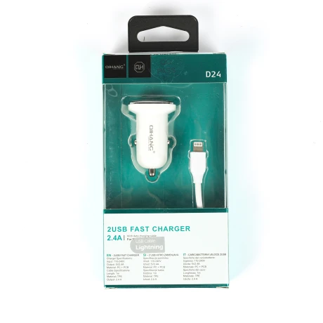 CARGADOR CELULAR RAPIDO 2.4A PARA AUTO 12V CON CABLE LIGHTNING 1 METRO CARGADOR CELULAR RAPIDO 2.4A PARA AUTO 12V CON CABLE LIGHTNING 1 METRO