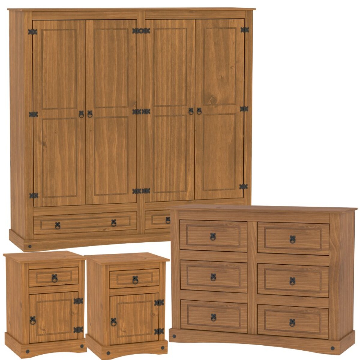Promo Juego de dormitorio - Ropero + Comoda + 2 mesas de luz 
