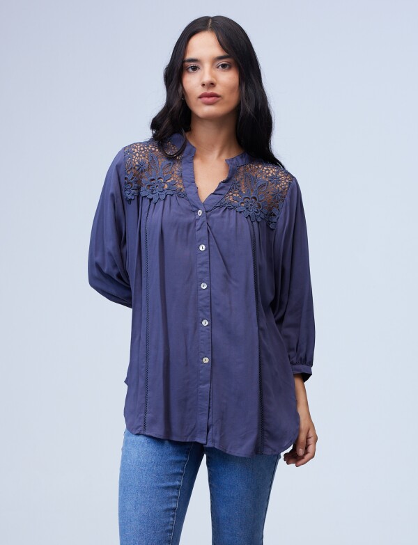 Blusa Crochet AZUL