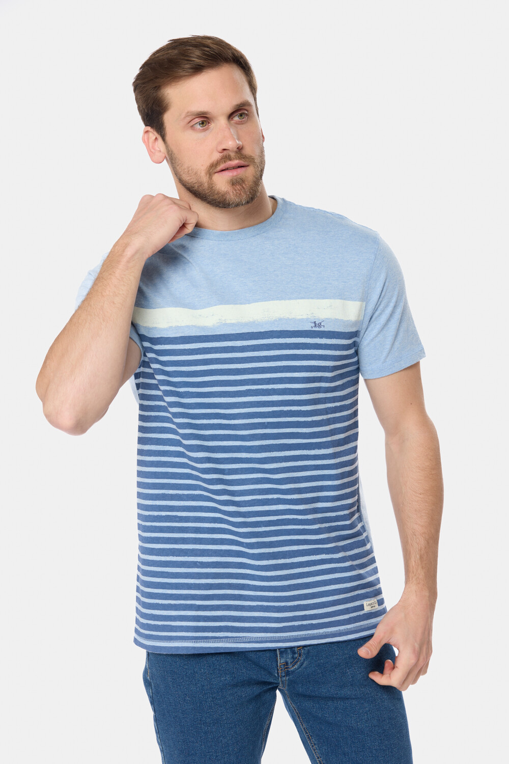 REMERA RAYADA Celeste