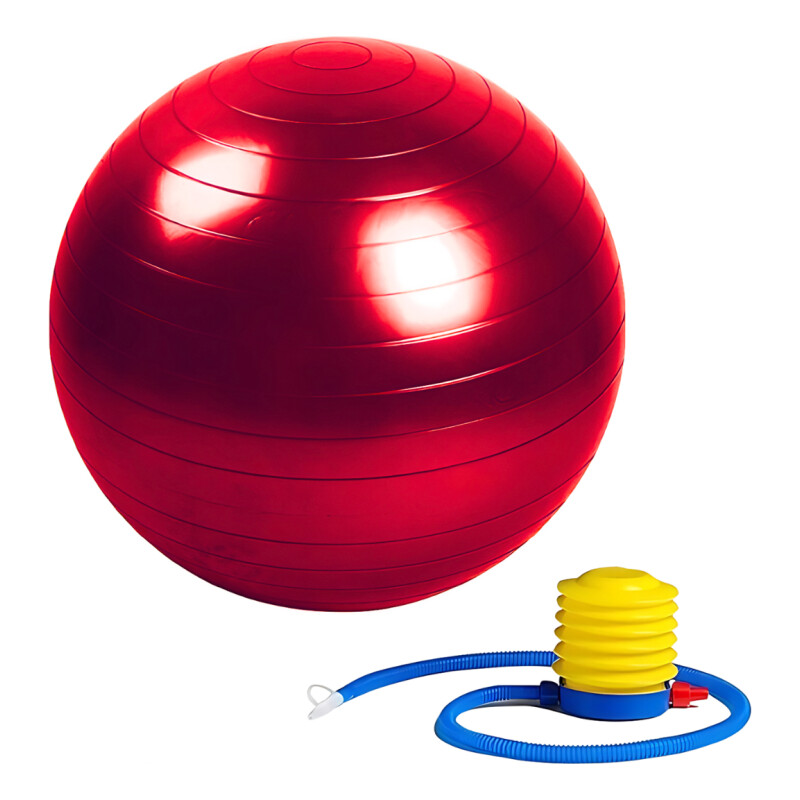 Pelota 65 Cm Pilates Yoga Bosco Gimnasia + Inflador De Pie Rojo