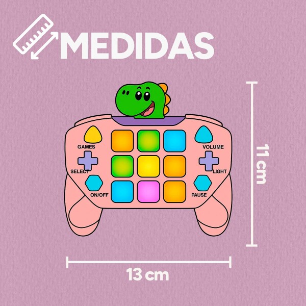 Joystick Consola Interactiva 15 Botones Con Luces Y Sonido DINO ROSA