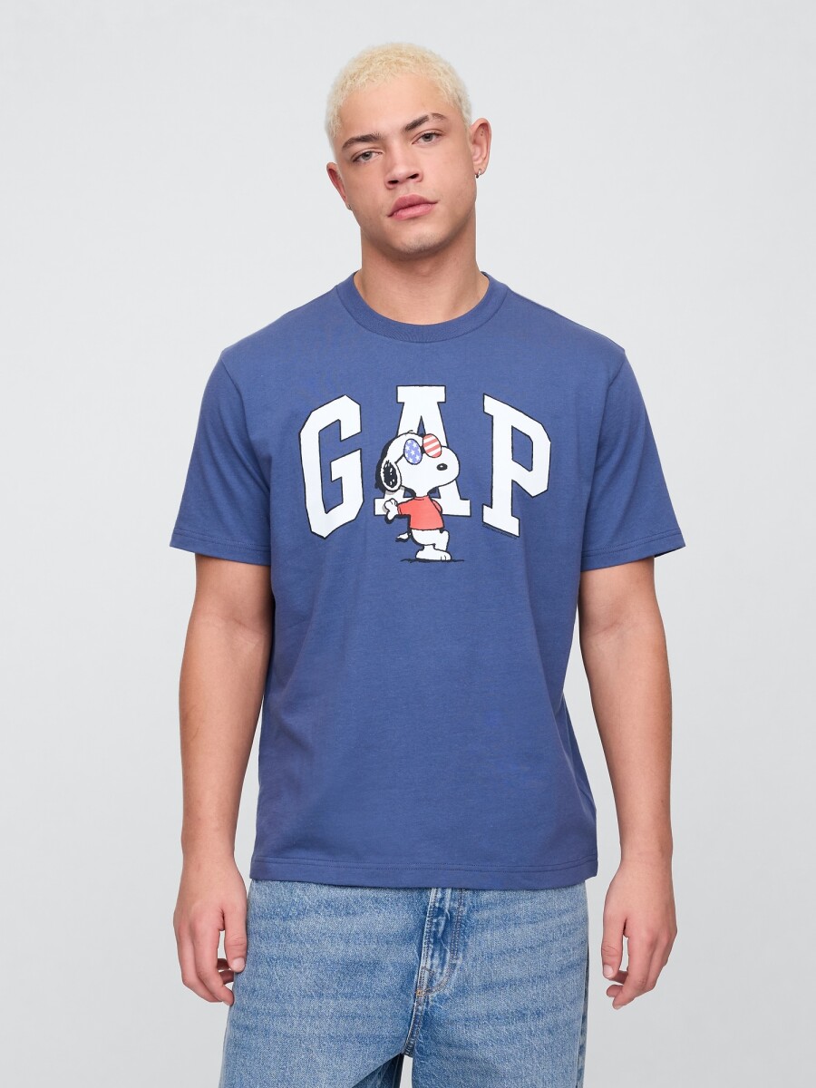 Remera Logo Gap Snoopy Hombre - Quiet Blue 