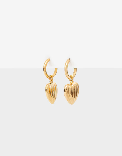 Aros Argollas Metal Aros Argolla De Acero Corazón - Dorado