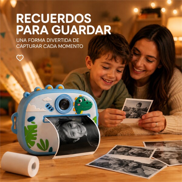 Cámara Infantil Instantánea Gatito con Doble Lente y Selfie CELESTE