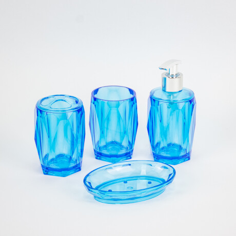 Set De Accesorios Para Baño X4 Piezas Azul