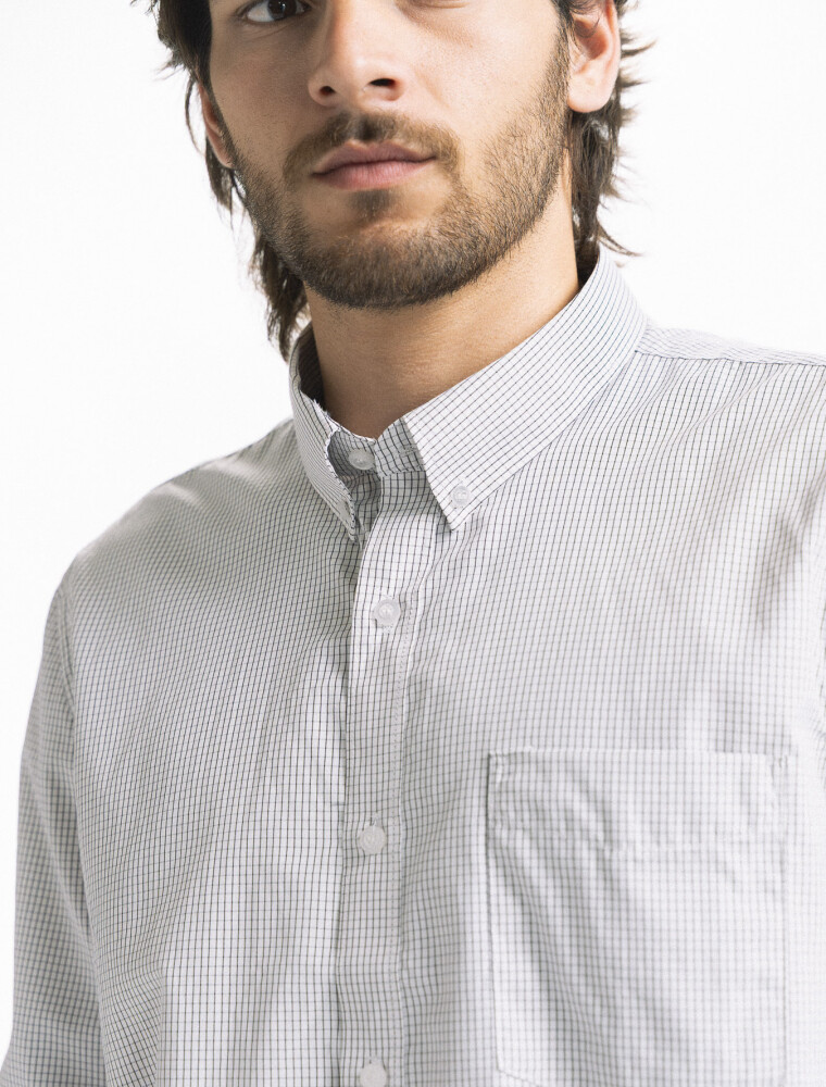 Camisa Cuadros Clasica C/Bolsillo Milan Negro/Fantasia 8