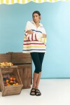 Sweater algodón con rayas crudo
