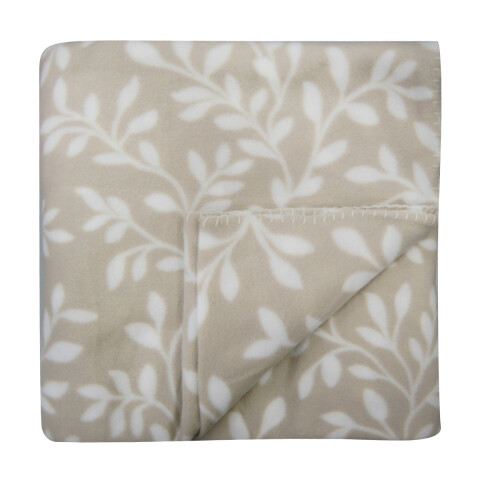 Frazada Polar King Size Home Class 240 x 260 cm Hojas Beige