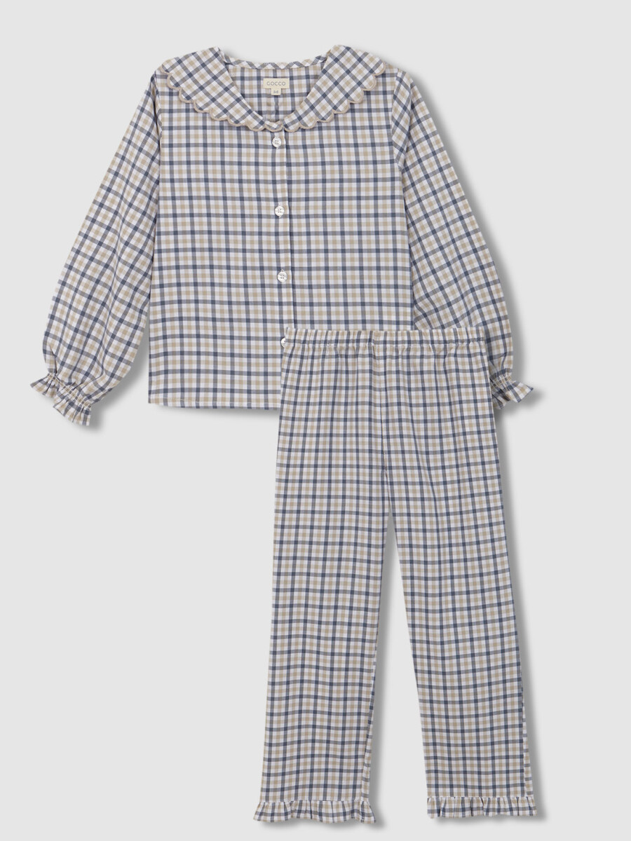 Pijama De Cuadro Vichy Gris Azulado