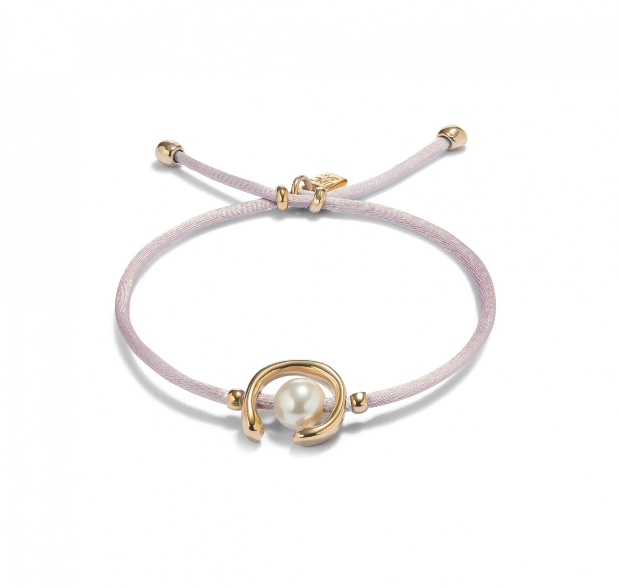 PULSERA DE HILO LILA CON PERLA SHELL FORNITURA BAÑADA EN ORO 18K. - Pulsera 