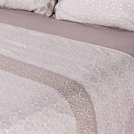 Juego Sábanas King Size Pilar Estampadas 200 Hilos 100% Algodón Geometrico Beige