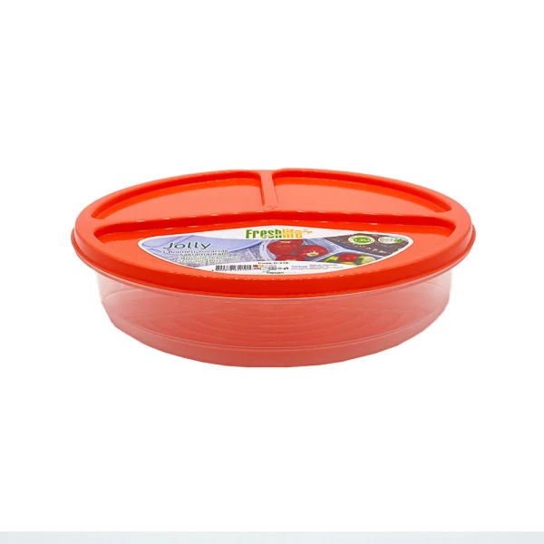 VIANDA REDONDA CON 3 DIVISIONES JOLLY FRESHLIFE 1,2L NARANJA