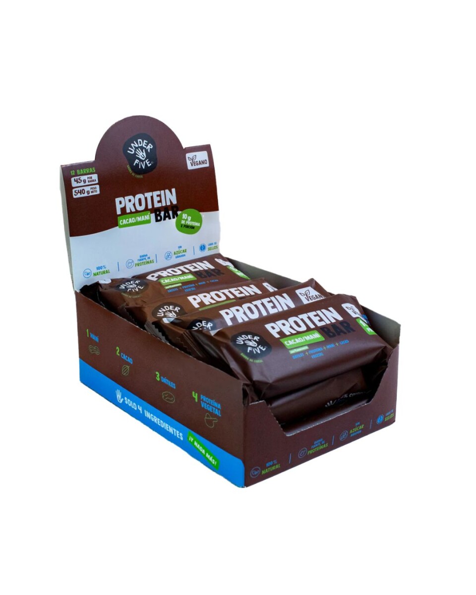 Barras De Proteína 45g - Under Five Kit x12 - Sabor Cacao y Maní 
