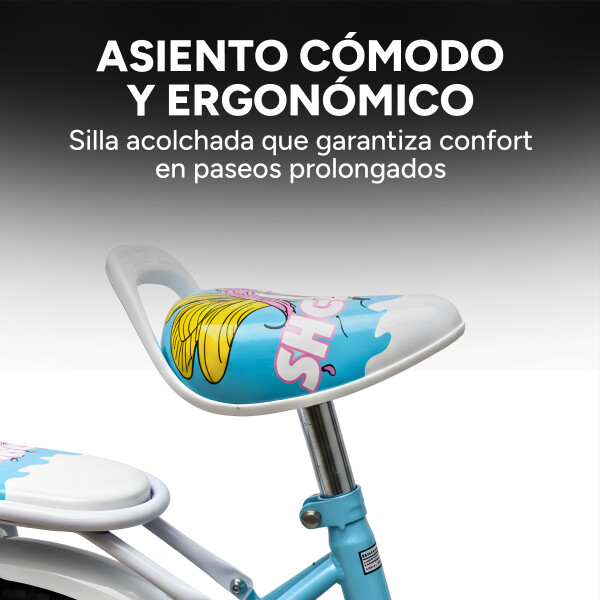 Bicicleta infantil Shengdi Rodado 16 Canasto Parrilla Hadas Celeste 1