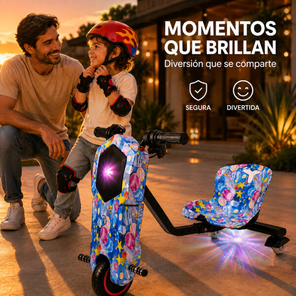 Triciclo Eléctrico Infantil 350W con Bluetooth y Luces RGB Diseño 1