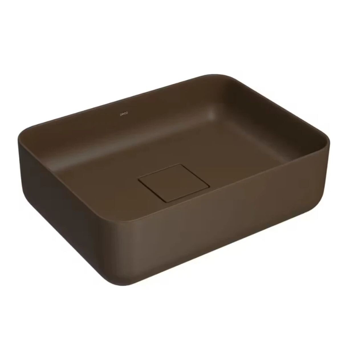 Bacha De Apoyo Rectangular 40x30 Cm Marrón Mate Deca 