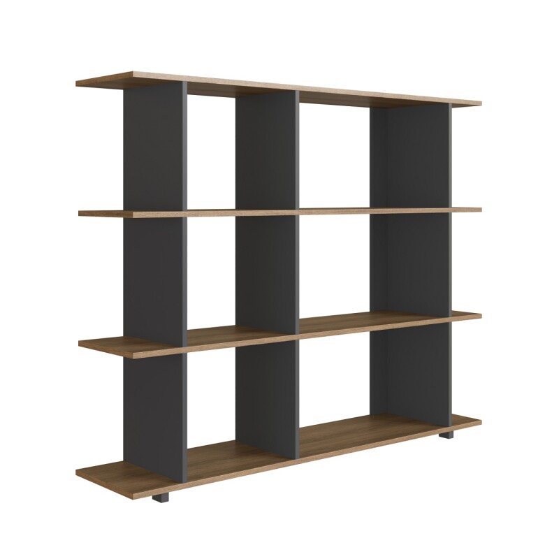 Biblioteca / Estantería con 6 Nichos - Color miel y grafito Biblioteca / Estantería con 6 Nichos - Color miel y grafito
