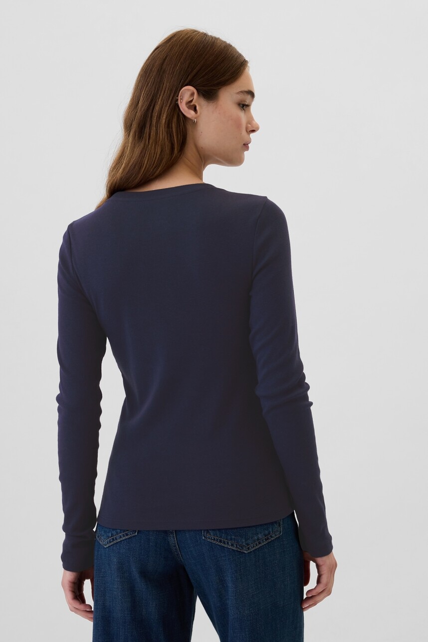 Remera Básica Cuello Redondo Manga Larga Mujer Navy Uniform