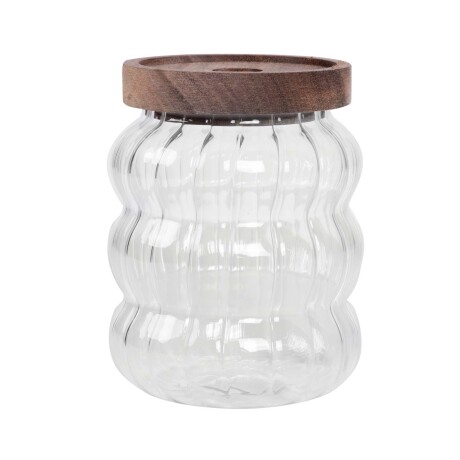 FRASCO ONDAS 500ML VIDRIO-Y-MADERA TRANSPARENTE A111