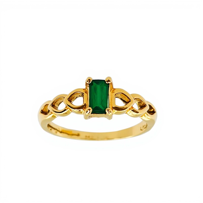 Anillo Solitario-Oro Bajo-Piedra Esmeralda-AN8151 conpiedra