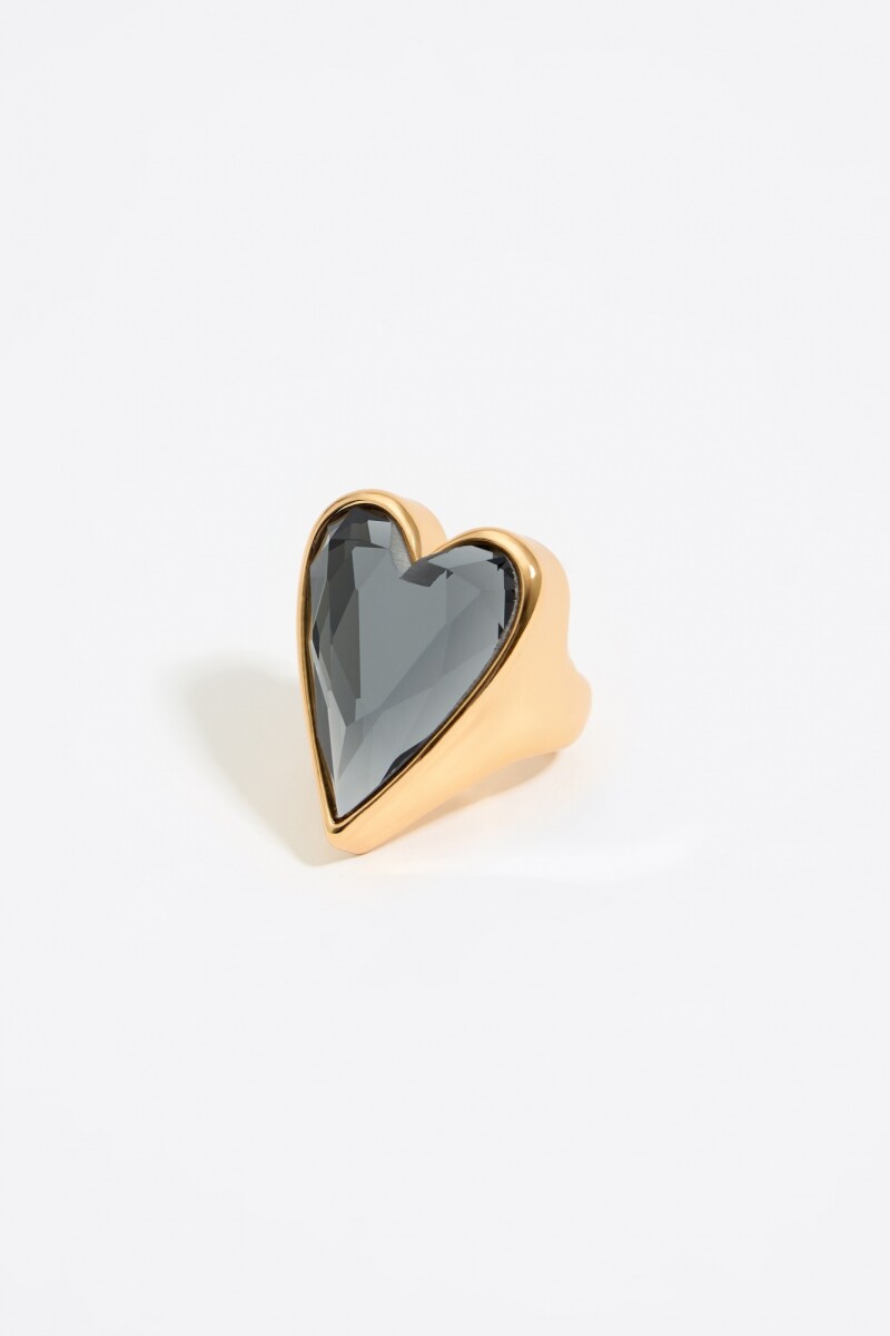 ANILLO CORAZÓN CRISTAL FUMÉ Oro
