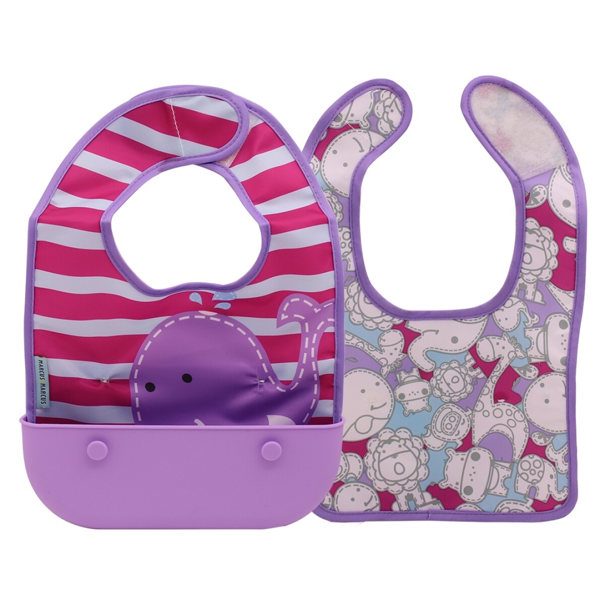 Set Baberos Bebé Impermeables Con Recolector Desmontable - Violeta 1 