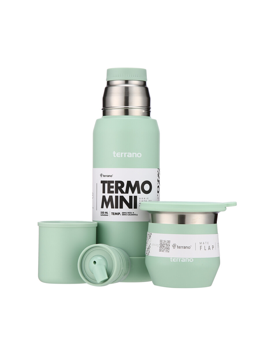 Kit Termo Mini + Mate Flap - Verde Agua 