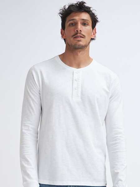 Camiseta manga larga con botones Blanco