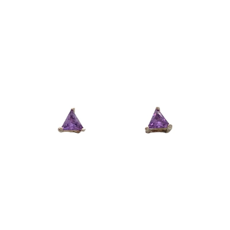 Caravanas Triángulo-Plata 925-Piedra Amatista imperial-CA3418 conpiedra