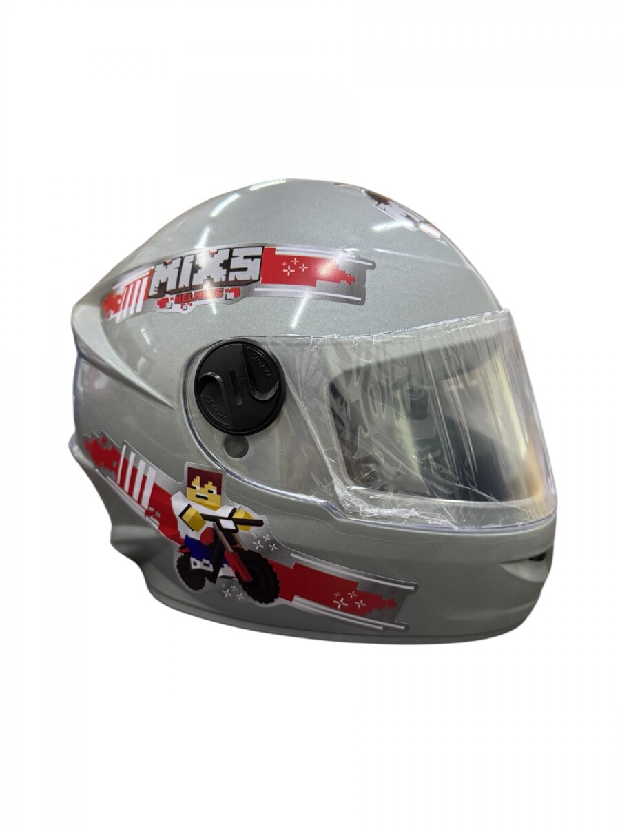 CASCO INTEGRAL NIÑO MIXS BLOCKS - PLATEADO 