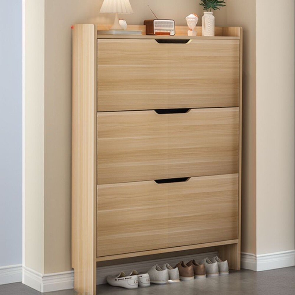 Zapatero Organizador Vertical De 3 Estantes madera clara