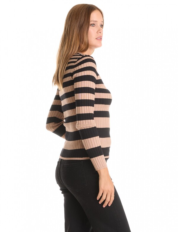 Buzo Ribs Lineas NEGRO/TOSTADO