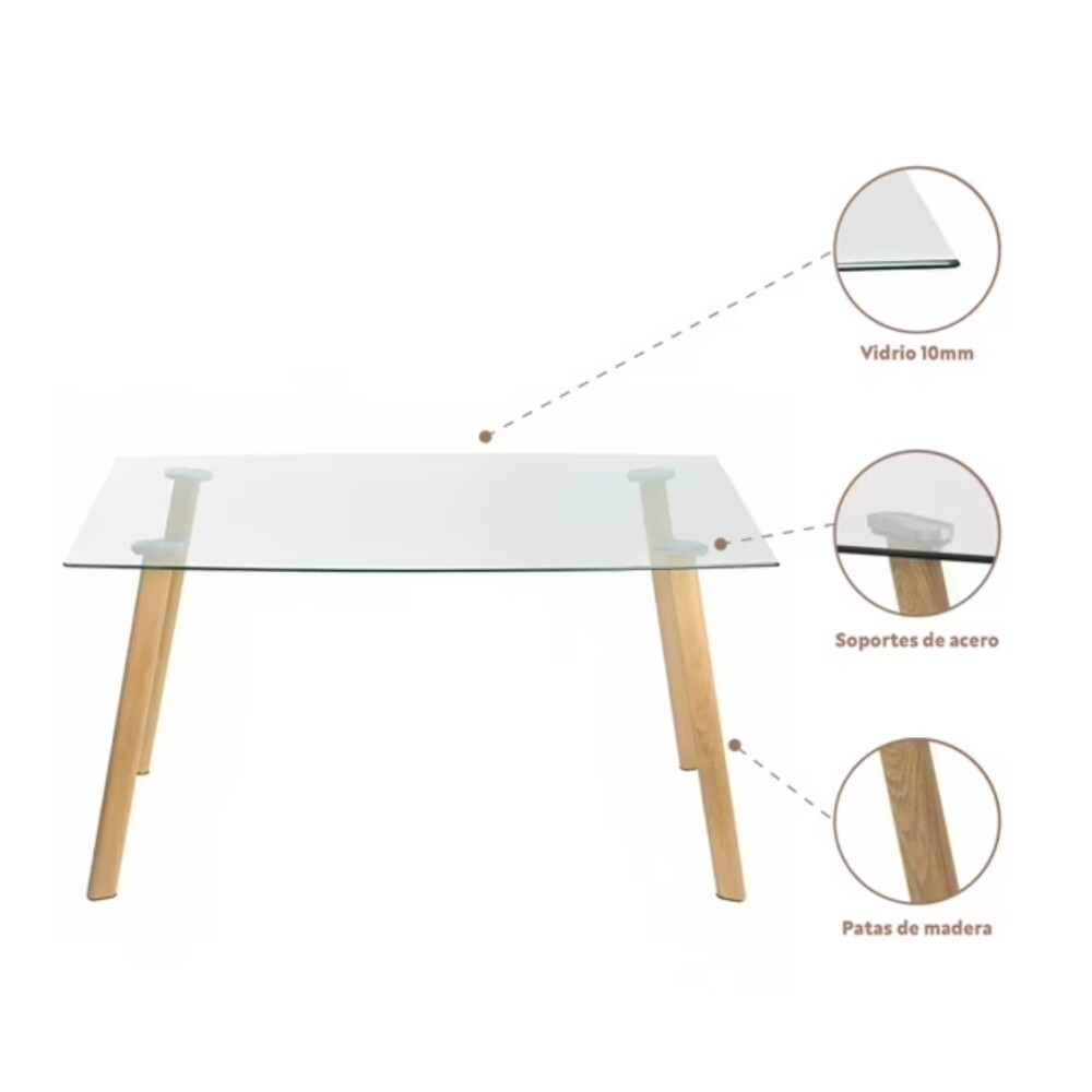 Mesa de Comedor de Vidrio - Eames Natural Mesa de Comedor de Vidrio - Eames Natural