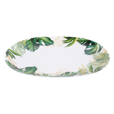 Plato oval de melamina linea Hoja Verde Plato oval de melamina linea Hoja Verde