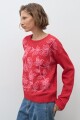 Sweater bordado floral rojo