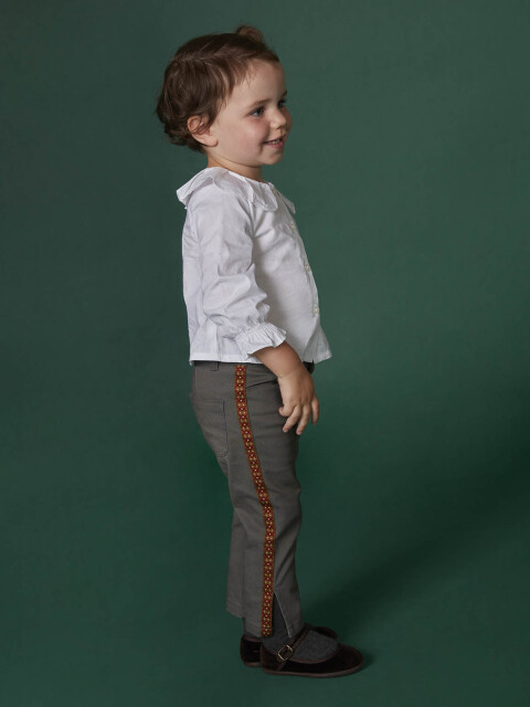 Pantalon Campana Con Cinta Lateral Gris Marengo