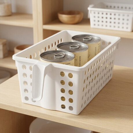 Cesto organizador calado con asa G BLANCO
