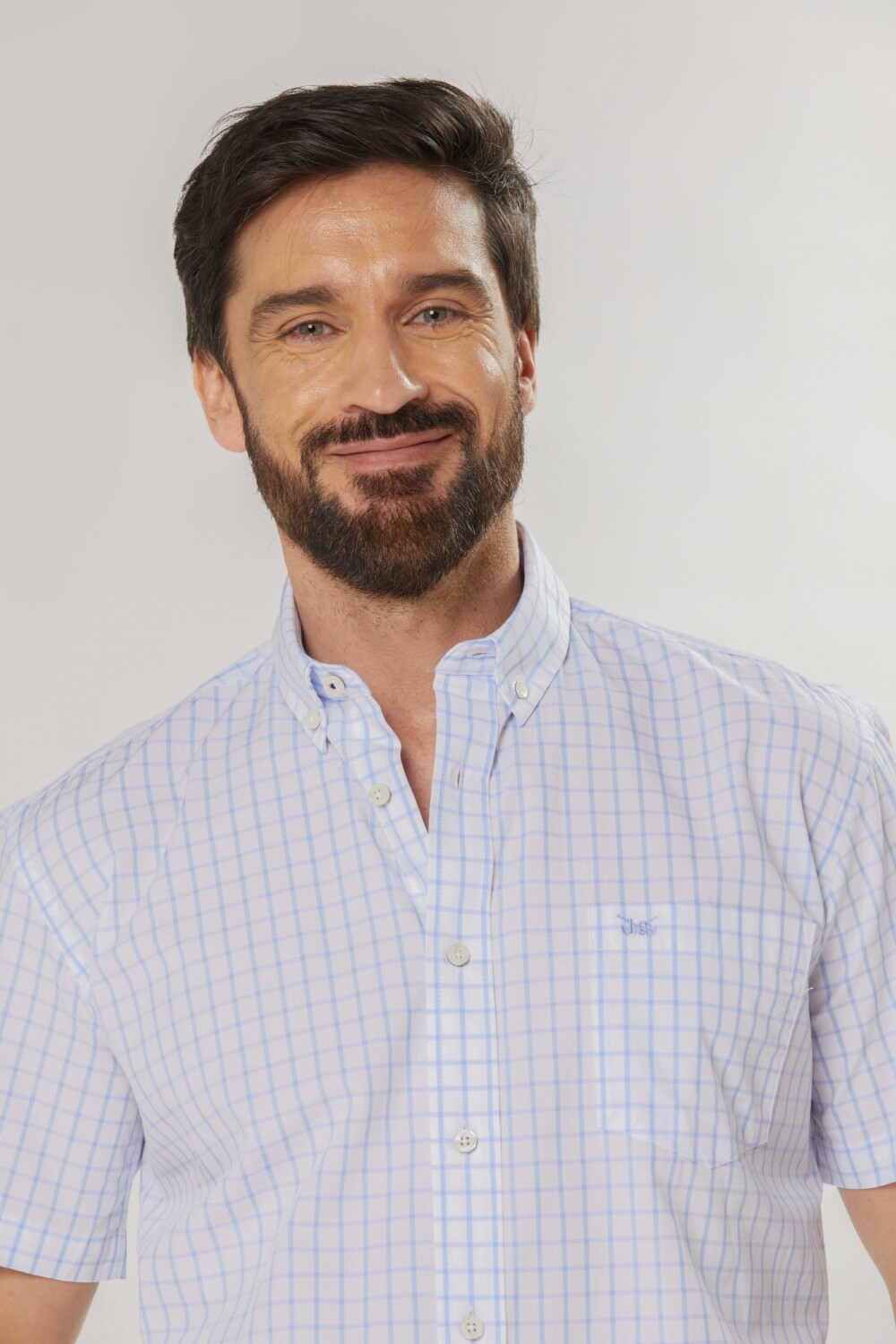 CAMISA A CUADROS Celeste