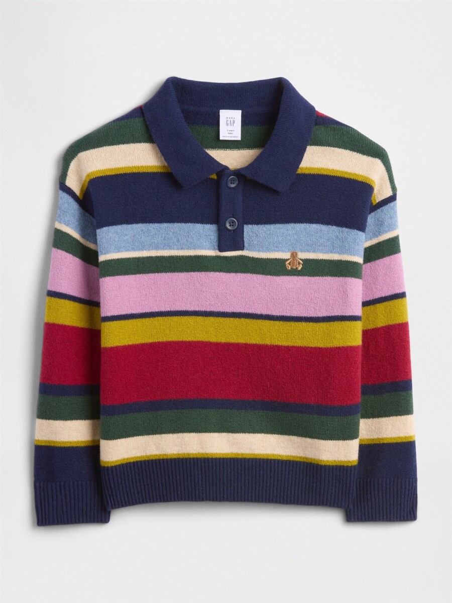 Buzo Tipo Polo Cashsoft Toddler Niño - Tiny Stripe Burgundy 