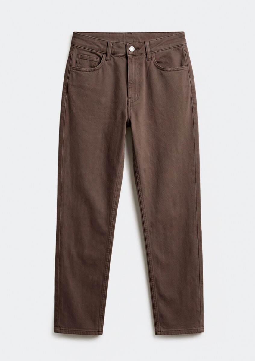 PANTALONES RECTOS EN TEJIDO DE SARGA - MARRÓN 