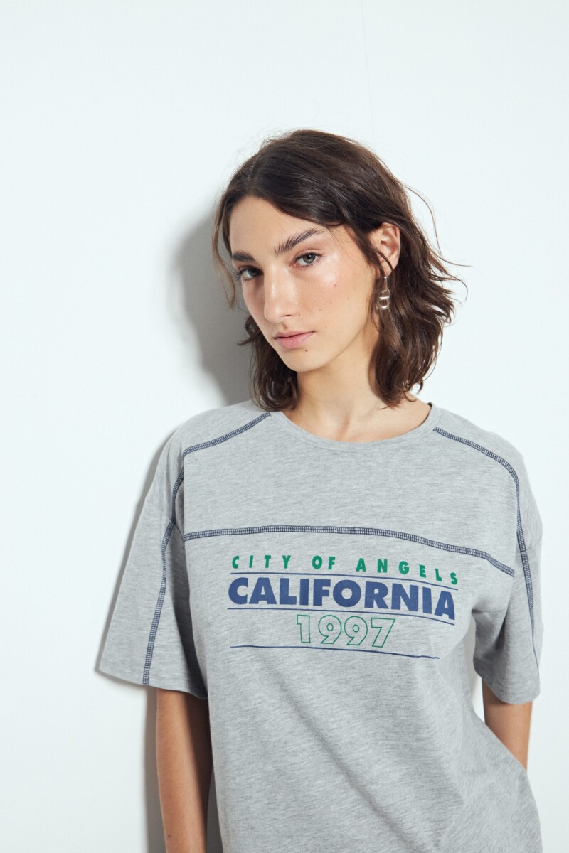 REMERA MAGNOLIO Gris Claro Melange