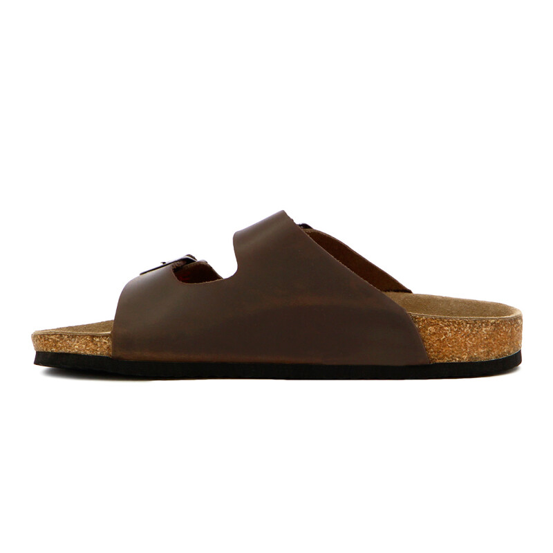 Country Sandalia Cuero Casual Caballero C/dos Tiras C/hebilla Suela Baja / Oliva Oliva