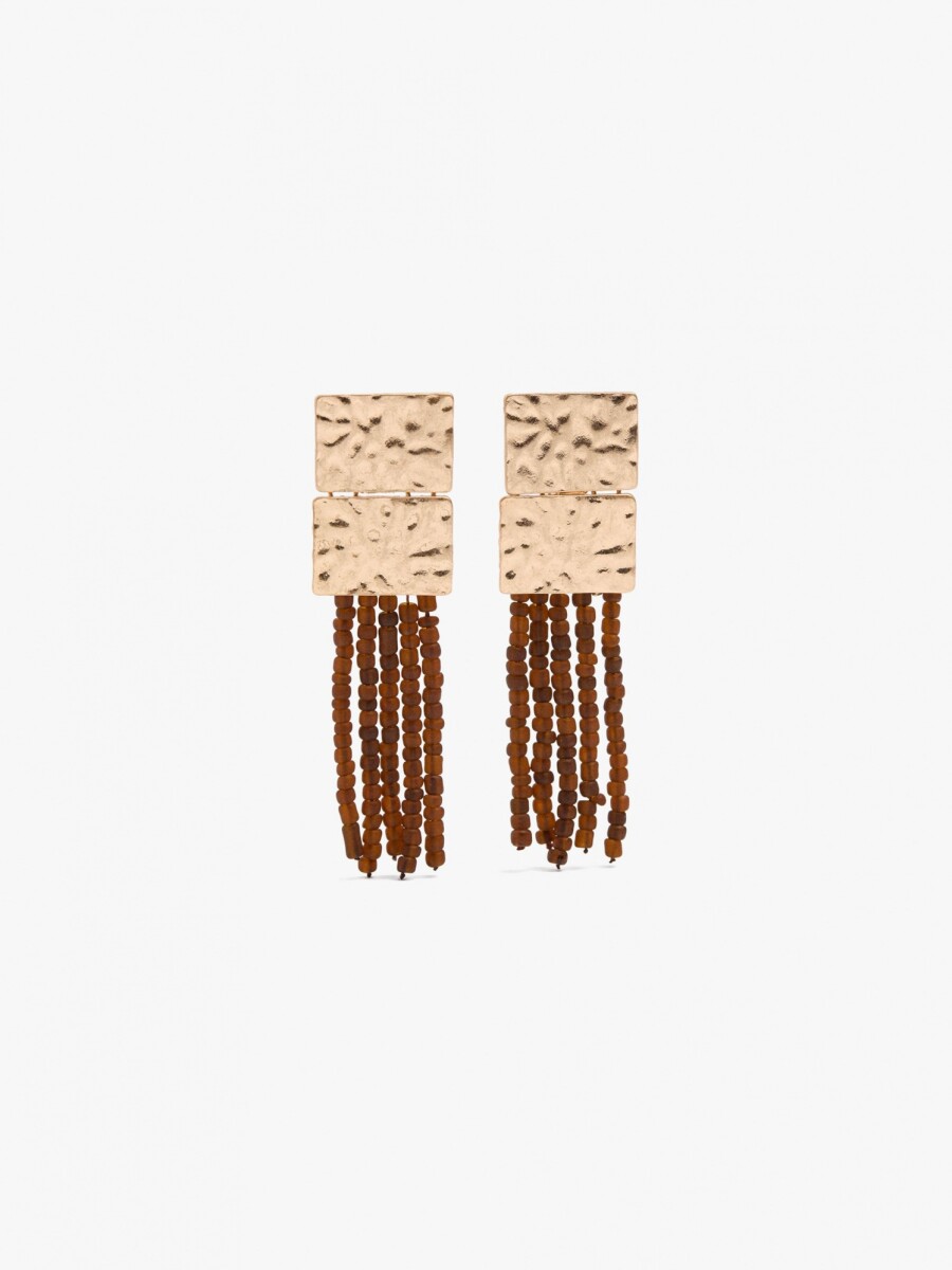 Pendientes Largos Cuentas De Vidrio marron